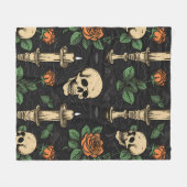 Couverture Polaire Crânes Roses et bougies Blanche polaire (Devant (Horizontal))