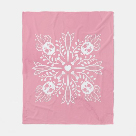 Couverture Polaire Crânes roses Pastel Goth Kawaii Horreur mignonne (Devant)