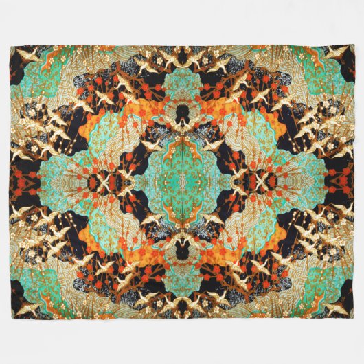 Couverture Polaire CRANES VOLONTAIRES AVEC FLEURS PRINTEMPS Floral ja (Devant (Horizontal))