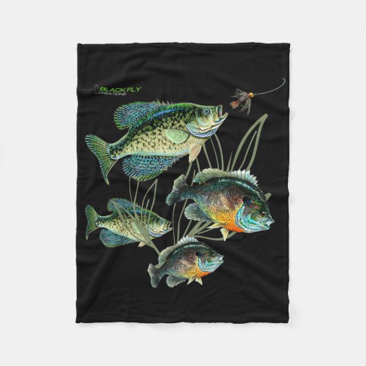 Couverture Polaire Crappie Bluegill Fishing Shirts Hoodies Black Fly  (Devant)