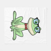 Couverture Polaire Cravate de lunettes pour étudiants Nerd grenouille (Devant (Horizontal))