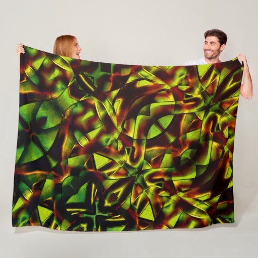 Couverture Polaire Cravates déformés de rubans verts brûlés (En situation)