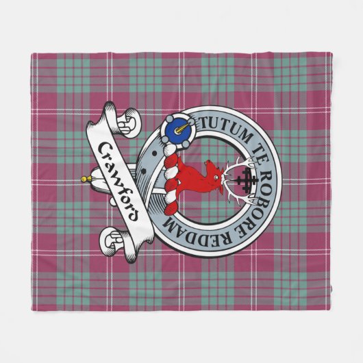 Couverture Polaire Crawford Ancien Clan Badge Tartan Plaid (Devant (Horizontal))