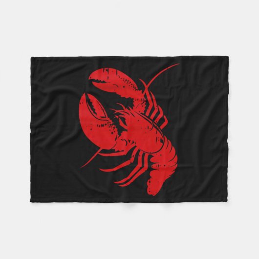 Couverture Polaire Crayfish Lobster Red Silhouette Crawfish Men Women (Devant (Horizontal))