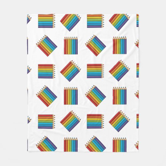 Couverture Polaire Crayons de couleur arc-en-ciel (Devant)