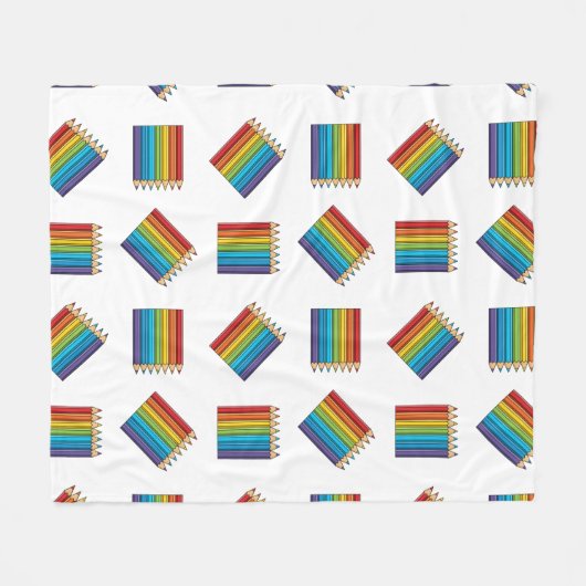 Couverture Polaire Crayons de couleur arc-en-ciel (Devant (Horizontal))