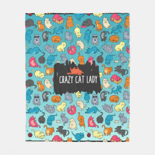 Couverture Polaire Crazy Cat Lady Cute et Playay Cat Motif