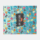 Couverture Polaire Crazy Cat Lady Cute et Playay Cat Motif (Devant (Horizontal))