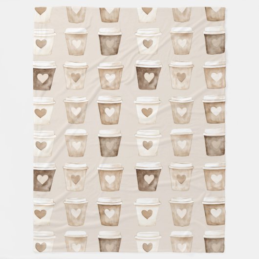 Couverture Polaire Cream Coffee Heart Cups (Devant)