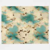 Couverture Polaire Cream Gold Turquoise Cowhide Animal (Devant (Horizontal))