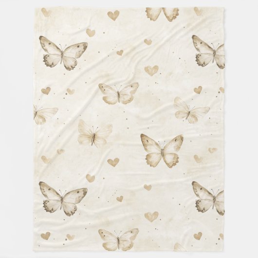 Couverture Polaire Cream Hearts Butterflies Christmas (Devant)