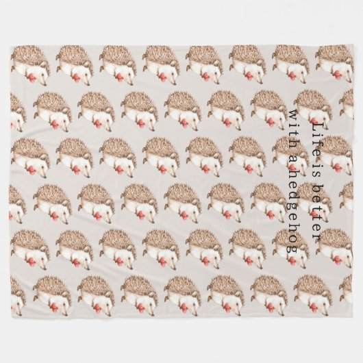 Couverture Polaire Cream Life is better with a hedgehog (Devant (Horizontal))