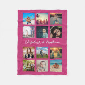 Couverture Polaire Create Your Custom 12 Photo Collage Family Pink (Devant)
