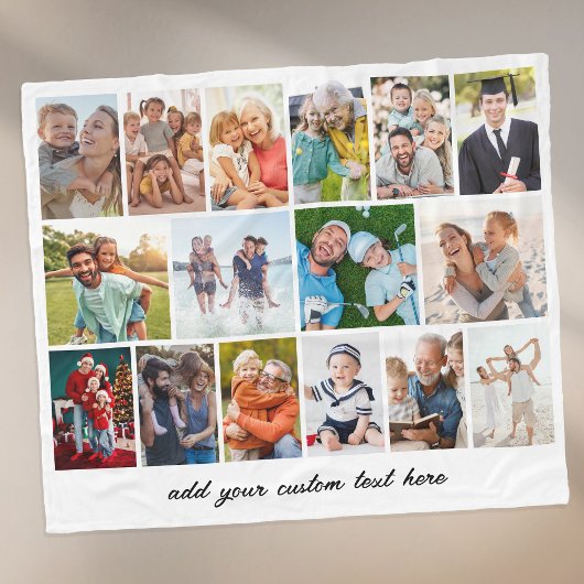 Couverture Polaire Create Your Own 16 Photo Collage White