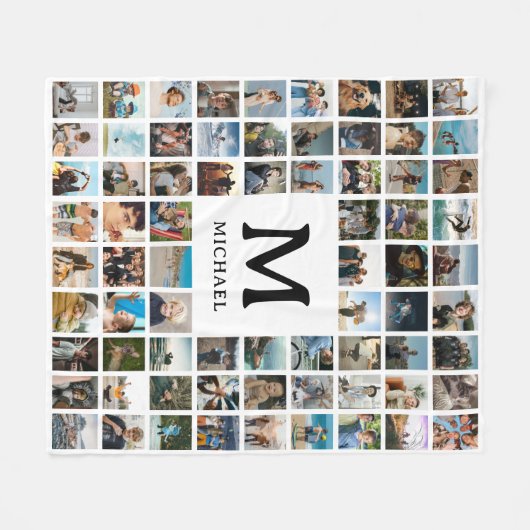 Couverture Polaire Create your Own 72 Photo Collage Monogram (Devant (Horizontal))