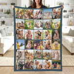 Couverture Polaire Create Your Own Custom 30 Photo Collage<br><div class="desc">make your own custom photo blanket for any occasion. Features 30 of your favorite picture memories in a simple grid style design in blue color.</div>