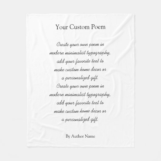 Couverture Polaire Create Your Own Custom Poem (Devant)
