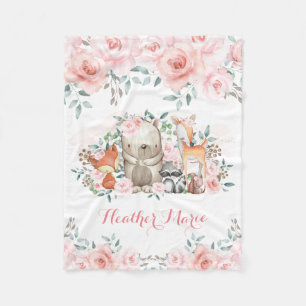 Couverture Polaire Crèche florale de fille de roses de rose féminin