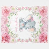 Couverture Polaire Crèche rose florale rose de bébé d'éléphant (Devant (Horizontal))