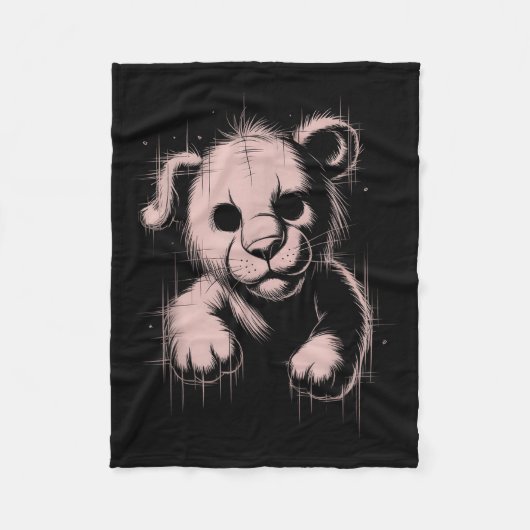 Couverture Polaire Creepy Cute Goth Teddy Lion Horror Sketch Nge Bear (Devant)