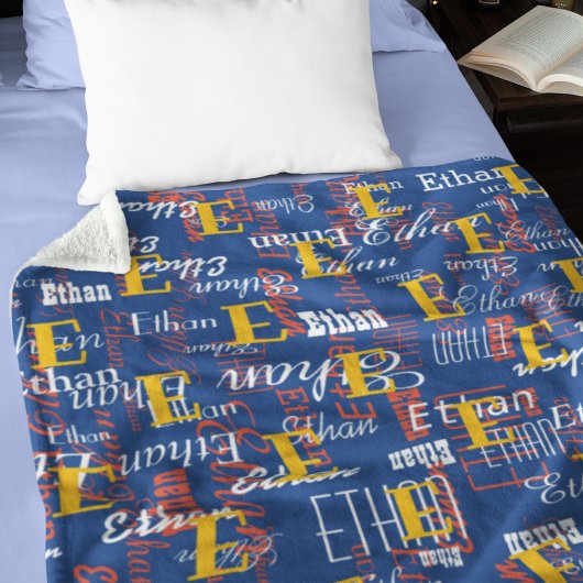 Couverture Polaire créer des couleurs Noms Motif alloc bleu