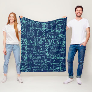 Couverture Polaire Créer son nom typographie bleu