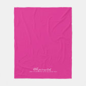 Couverture Polaire Créer son propre CERISE PINK Texte personnalisé (Devant)