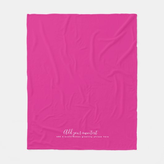 Couverture Polaire Créer son propre CERISE PINK Texte personnalisé (Devant)