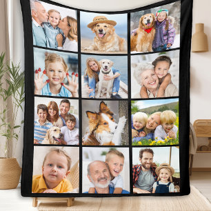Couverture Polaire Créer votre photo de famille Collage simple 12 pho