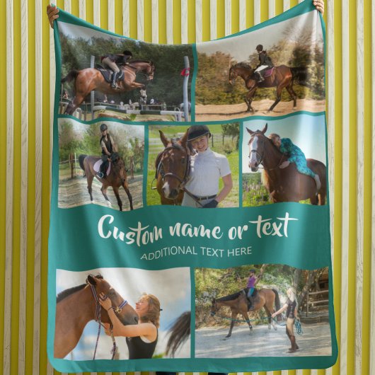 Couverture Polaire Créez votre propre cheval photo Collage Turquoise