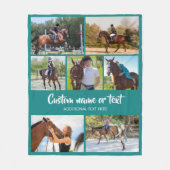 Couverture Polaire Créez votre propre cheval photo Collage Turquoise (Devant)