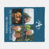 Couverture Polaire Créez votre propre Collage de 4 Photo Grand-mère M (Devant (Horizontal))