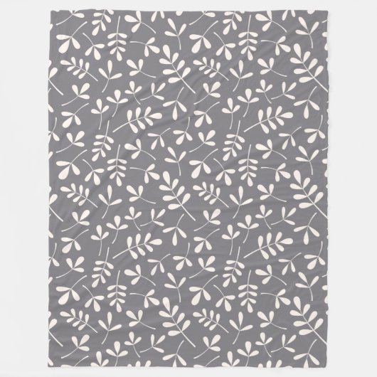 Couverture Polaire Crème assortie de motif de feuille sur le gris (Devant)