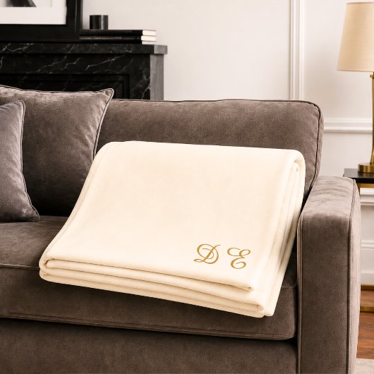 Couverture Polaire Crème beige minimaliste monogrammé