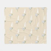 Couverture Polaire Crème blanche Tropical Floral Botanique Été (Devant (Horizontal))