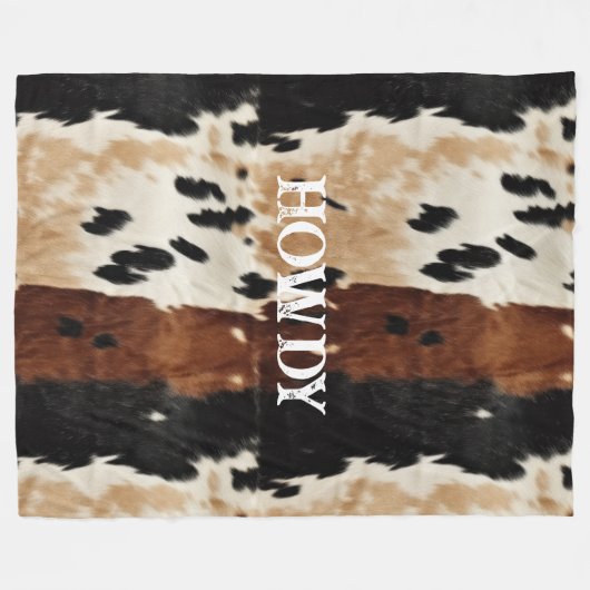 Couverture Polaire Crème Brown Cowhide Howdy (Devant (Horizontal))