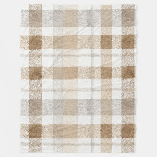 Couverture Polaire Crème Brun Gris Rayures