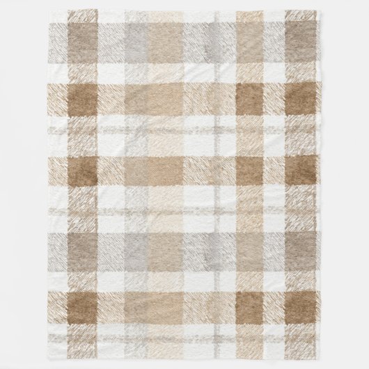Couverture Polaire Crème Brun Gris Rayures (Devant)