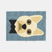 Couverture Polaire Crème Chien-taureau français, Brique Bleue (Devant (Horizontal))