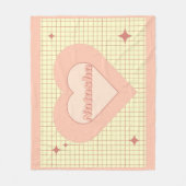 Couverture Polaire Crème Coeur Rose À damiers cadeau Saint Valentin (Devant)
