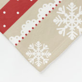 Couverture Polaire Crème cosy Rouge Blanc Snowflakes Noël Motif (Coin)