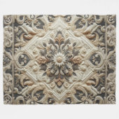 Couverture Polaire Crème courbée gris orné Arabesque (Devant (Horizontal))