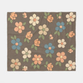 Couverture Polaire Crème de pêche florale bleue (Devant (Horizontal))