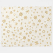 Couverture Polaire Crème d'or Snowflakes Noël d'hiver blanc (Devant (Horizontal))