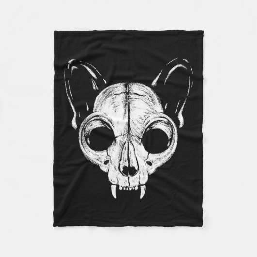 Couverture Polaire Crème Éffrayant Chat Feline Skull Skeleton Hallowe (Devant)