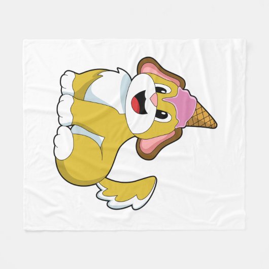Couverture Polaire Crème glacée Chien avec gaufre (Devant (Horizontal))