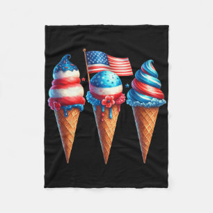 Couverture Polaire Crème glacée cône Scoops Drapeau américain 4th O