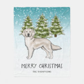Couverture Polaire Crème Golden Retriever Chien Blue Snowy Noël (Devant)