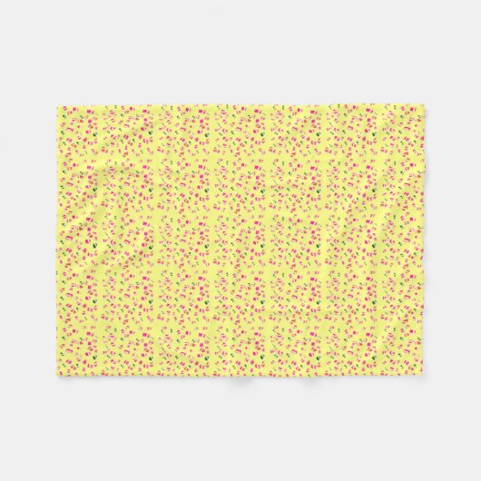 Couverture Polaire Crème jaune avec vert et rose motif chaud (Devant (Horizontal))