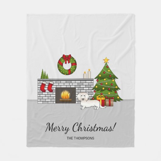 Couverture Polaire Creme longs cheveux Dachshund mignonne chien salon (Devant)